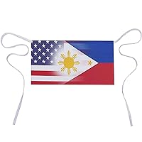 U.S. Philippines Flag Funny Waist Apron Waterproof Half Aprons with Pocket And Long Strap for Women Men Cooking