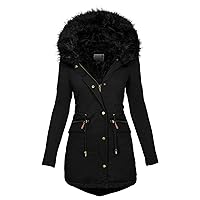 Women's Fur Hooded Winter Coats Warm Long Puffer Jacket Parka Plus Size Winter Jacket Sherpa Lined Overcoat Snow Coat