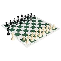 Tournament Chess Set, 20 Inch Roll-Up Beginner Chess Board, Foldable Silicone Chess Game with Plastic Weighted Chess Pieces & Storage Bag, Portable Travel Chess Board Gift for Adult Kid Family