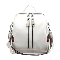 High-End Leather Street Backpack White
