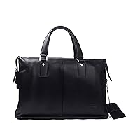 Genuine Leather Briefcases for Men Large 15.6 Inch Laptop Vintage Slim Business Travel Shoulder Bags Black