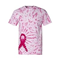 Dyenomite Breast Cancer Awareness Ribbon Tie-Dye Adult T-Shirt Tee