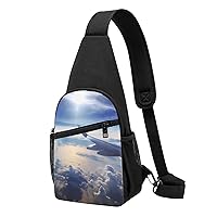 Sling Bag Crossbody for Women Fanny Pack Beautiful Sky Airplane Chest Bag Daypack for Hiking Travel Waist Bag