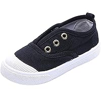 WUIWUIYU Kids Canvas Sneakers Slip-on Comfortable Lightweight Skin-Friendly Causal Running Tennis Shoes Plisolls for Boys Girls