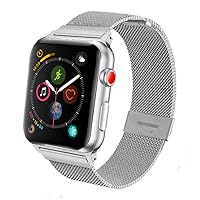 Band Compatible for iWatch 38mm 42mm 40mm 44mm, Stainless Steel Metal Mesh Replacement Strap for Apple Watch Series 5/4 / 3/2 Women Men, if Applicable (38/40mm, Silver)