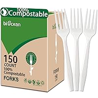 100% Compostable No Plastic Knives Forks Spoons Utensils, The Heavyweight Heavy Duty Flatware is Eco Friendly Products for Lounge Party Wedding BBQ Picnic Camping.