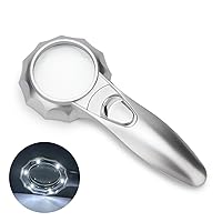 Magnifying Glass with Lights, 6 Lights Illuminated Magnifiers, 4X Handheld Magnifying Lens for Macular Degeneration, Jewelry, Seniors Reading, Inspection