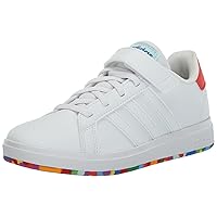 adidas Unisex-Child Grand Court Elastic Lace and Top Strap Sneaker