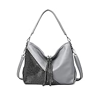 Oichy Hobo Bags for Women Leather Purses and Handbags Ladies Shoulder Bag Top Handle Satchel Crossbody Purses (Grey)
