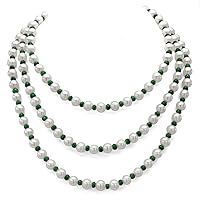 Amazon Collection 7-7.5mm White Cultured Freshwater Pearl with 4-5mm Gemstone Endless Strand Necklace, 50