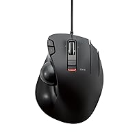 ELECOM EX-G Wired Trackball Mouse, Ergonomic, Thumb Control, Smooth Tracking Roller Ball, 6 Programmable Buttons, Tilt Scroll Computer Mice for PC Mac
