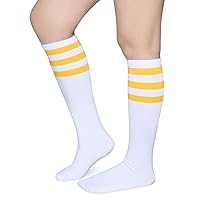 Pareberry Triple Stripes Soft Cotton Knee High Tube Socks for Men and Women