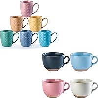 10 Pieces Multicolor Dinnerware Set - Ceramic 18 Oz Coffee Mugs and 24 Oz Soup Mugs