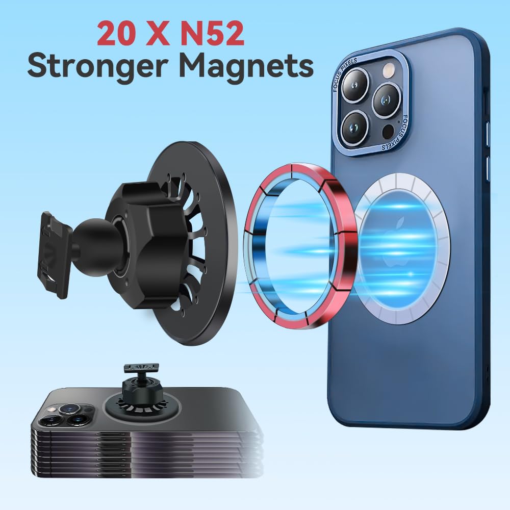 BEERTE fits for Magsafe Car Mount for Mazda CX-5 2017-2024 [20 Strong Magnets] Magnetic Phone Holder for iPhone 15 14 13 12 MagSafe Case Car Air Vent Cell Phone Navigation Automobile Cradles
