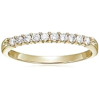 1/3 cttw Round Diamond Wedding Band for Women in 14K Yellow Gold, 10 Stones Prong Set, Size 4.5-10