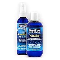 Ocean Minerals 8oz & OceanPower Topical Spray 6oz | Pure Magnesium | 70+ Trace Minerals | No Additives | Complete Mineral Replenishment