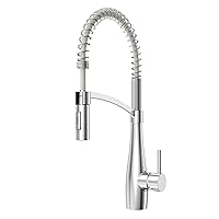 Commercial Kitchen Faucet with Sprayer, Single Handle Pull Down Kitchen Faucet, Modern Spring Kitchen Sink Faucet, Single Hole Stainless Steel Kitchen Faucet
