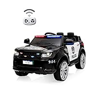 Police Car Ride on, 12v Electric Cars Ride on Toys, Battery Powered Cars for Kids Cop Car with Remote Control, 3 Speeds, Spring Suspension, Siren Flashing Light, Kids Cars to Drive for Boys and Girls