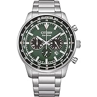 CITIZEN CA4500-91X Men's Analogue Quartz Watch with Stainless Steel Strap, Green, Bracelet