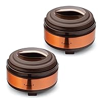Oliveware Glory Puff Insulated Casseroles, Stainless Steel, Sturdy Base, Keeps Chapati, Food Curry, Easy to Carry, Set of 2-2500ml (Copper)