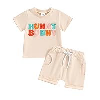 Toddler Baby Boy Easter Outfit Bunny Carrot Short Sleeve T-shirt Top Shorts Set 2Pcs Summer Casual Clothes