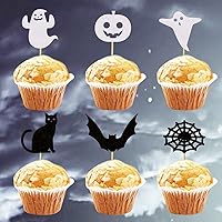 6 Styles of 12 Halloween Themed Toothpick Flags Cheese Markers Food Labels Party Buffet Cheese Labels Delicatessen Board Cheese Board Accessories (black and white ghost)