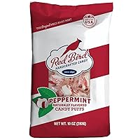 Red Bird Soft Peppermint Candy Puffs, Mints Individually Wrapped, Gluten-Free, Non-GMO Verified, Kosher, Allergen Free 10 oz Bag
