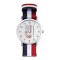 Amerisaurus Rex with USA Flag Wrist Watch Adjustable Nylon Band Outdoor Sport Work Wristwatch Easy to Read Time, 202403193