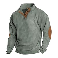 2024 Men's 1/4 Button Fleece Sherpa Sweatshirts Long Sleeve Stand Collar Pullover Loose Vintage Sweatshirt Tops