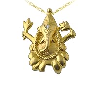 Natural Diamond Lord Ganesha Pendant 14K Yellow Gold. Included 18 inches 14K Yellow Gold Chain.
