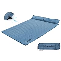 Naturehike Self-Inflating Double Sleeping Pad, Camping Mattress 2 Person, Ultralight Memory Foam Pad with Pillow, Fast Inflating, Patchwork Sleeping Pad for Camping, Hiking, RV Camping, Full, Blue