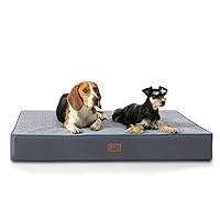 Bedsure Orthopedic Dog Bed for Large Dogs - Memory Foam, 2-Layer Thick Pet Bed with Removable Washable Cover and Waterproof Lining (36x27x3.5 Inches), Dog Mattress, Grey