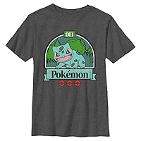 Pokemon Kids Green Bulbasaur Boys Short Sleeve Tee Shirt