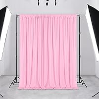 DWCN 10x10 FT Pink Backdrop Curtain for Parties w/Rod Pockets, Photography Backdrop Drapes for Wedding Decorations Stage Birthday Family Gatherings, 2 Panels 5ft x 10ft