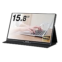 Greenhouse GH-ELCU16B-BK 15.8-inch Mobile Monitor with Speaker, Full HD, Thin, Wide Viewing Angle, Blue Light Reduction, Mini HDMI, USB-Type C Power Supply