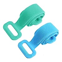 35.5 inches/90 cm Back Scrubber for Shower, Bath Body Brush Exfoliating Silicone Body Scrubber for Men and Women Long Lasting and Easy to Use.(Blue+Green)