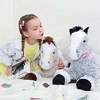 Tezituor 2 Pack Large Horse Stuffed Animals, 35 Inch Soft Stuffed Horse Plush Pillow for Kids, Brown & Gray