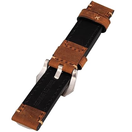 Brown 22mm Genuine Leather Wristwatch Watch Strap Band Watchband Stainless Buckle