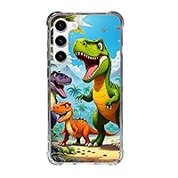 Cell Phone Case for Galaxy s21 s22 s23 Standard Plus + Ultra Dinosaur Clear Rubber Bumper Cute Fantasy T-rex Dino Smiling T Rex in a Dinosaur Forest Dinosaurs Design Slim Cover