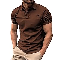 Men's Polo Shirts 2024 Short Sleeve Casual Contrast Color Polo T Shirt Banded Button Collar Slim Fit Golf Shirt Athletic Tops