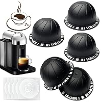 Reusable Vertuo Pods Refillable Coffee Vertuo Capsule for VertuoLine Refill Compatible with Nespresso Vertuo 150/230 ml with 5pcs Aluminum Foil Lids (5pcs Black (230 ml))