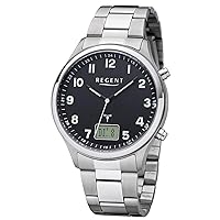 Regent Men's Analogue Quartz Watch with Stainless Steel Strap 11030184, silver, Bracelet