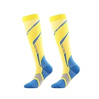 Sports Long Tube Compression Socks Outdoor Running Elastic Socks Leggings Compression Socks (Color : Yellow Diamond Twill, Size : SM)