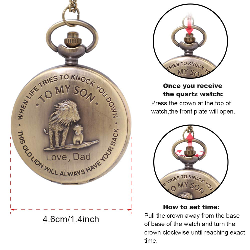 BESFURNITURE to My Son Boy's Pocket Watch,Engarved Pocket Watch for Son from Dad & Mom (Black)