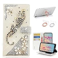 STENES Bling Wallet Phone Case Compatible with iPhone 12 Pro Max Case - Stylish - 3D Handmade Leopard Flowers Design Leather Cover with Ring Stand Holder [2 Pack] - Gold