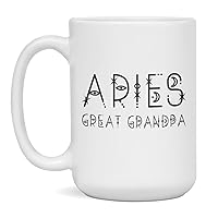 Jaynom Aries Coffee Mug for Great Grandpa | Zodiac Birthday Ceramic Tea Cup, 15-Ounce White