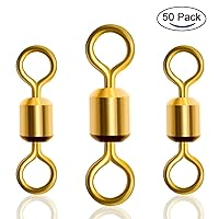 Snap Fishing Stainless Steel Ball Bearing Rolling Swivel Barrel - 50-Pack, Gold