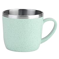 Pilipane Stainless Steel Wheat Straw Cup, 220 ml Reusable Stainless Steel Thermal Double Walled Cup for Hot & Cold Beverages, BPA Free(Green)