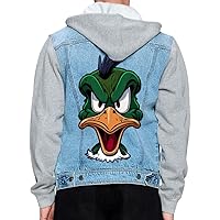 Duck Design Men's Denim Jacket - Portrait Jacket With Fleece Hoodie - Funny Jacket for Men