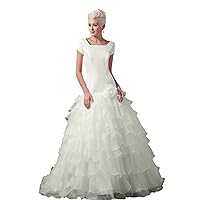AMBRIDAL Women's Plus Sizes Brush/Sweep Train Satin Zipper-Back Wedding Dress